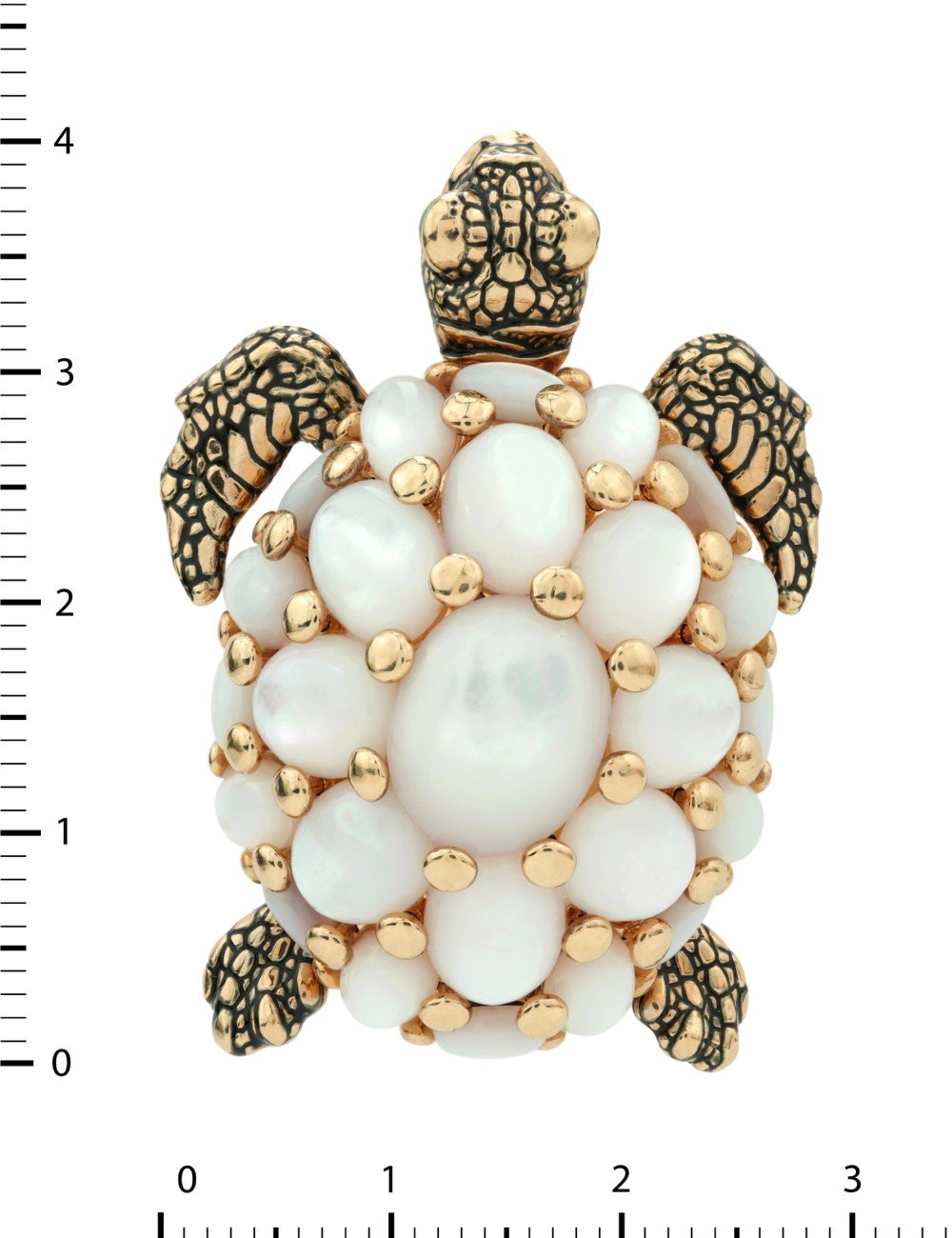 Брошь из золота c эмалью и перламутром