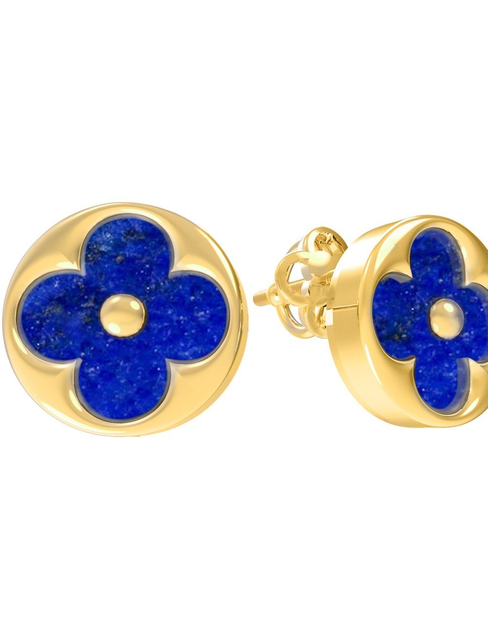 Серьги из лимонного золота c лазуритом