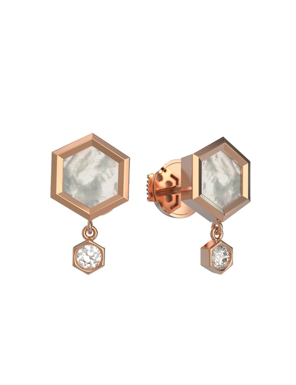 Серьги из золота c бриллиантами и перламутром