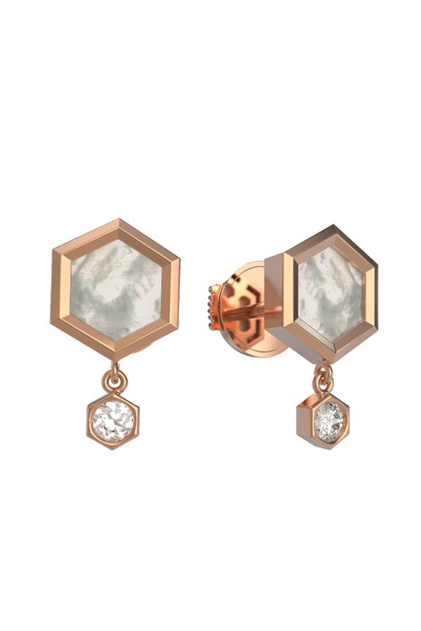 Серьги из золота c бриллиантами и перламутром