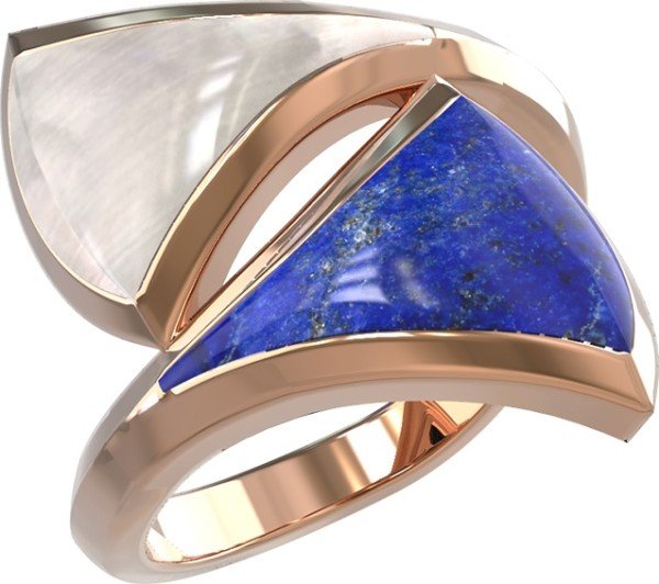 Кольцо из золота c лазуритом и перламутром