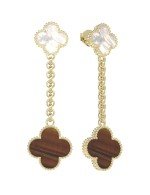 Серьги из лимонного золота c тигровым глазом и перламутром