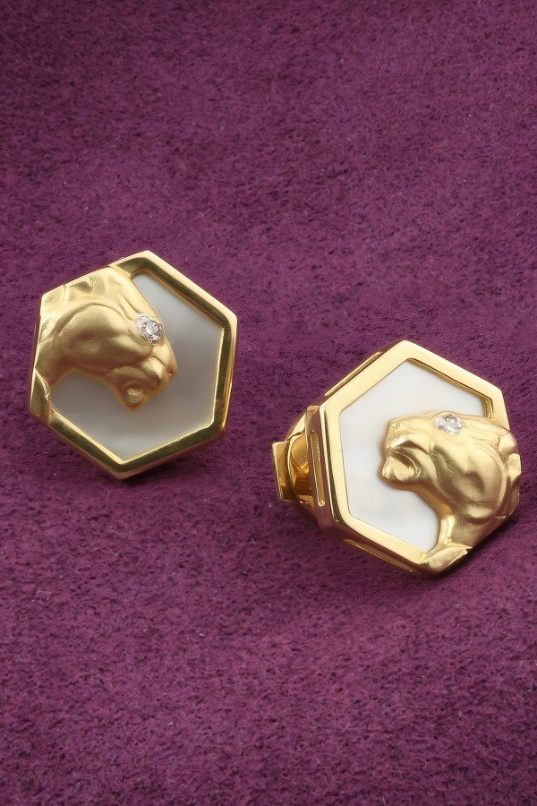 Серьги из лимонного золота c бриллиантами и перламутром