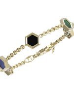 Браслет из лимонного золота c ониксом, лазуритом, малахитом и перламутром
