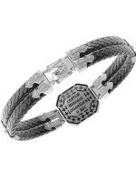 Браслет из белого золота c шнурком и ониксом