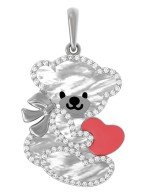 Подвеска из белого золота c эмалью, фианитом и перламутром