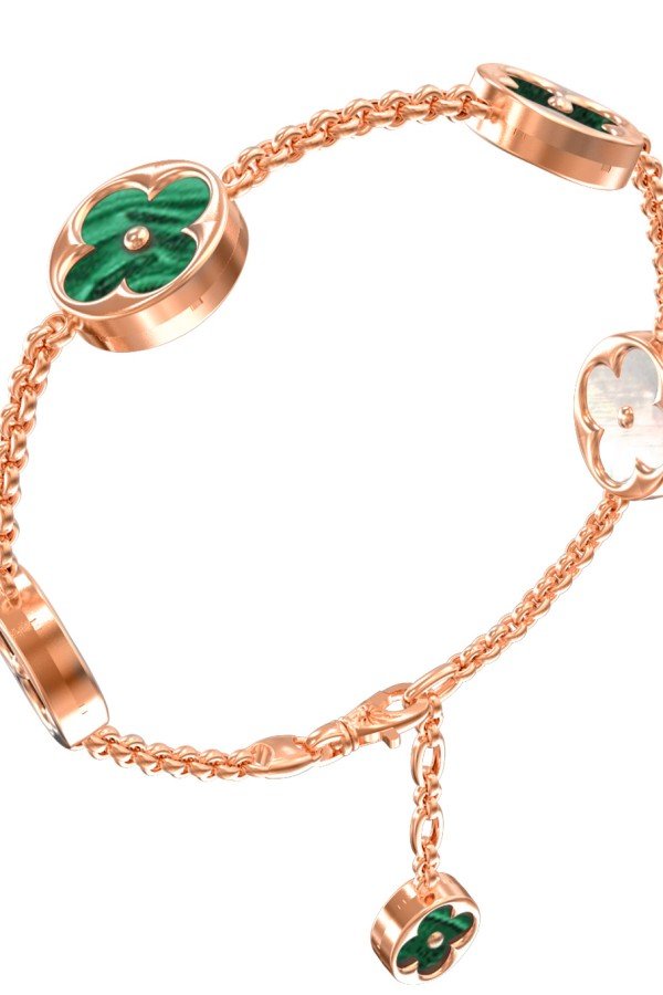 Браслет из золота c малахитом и перламутром