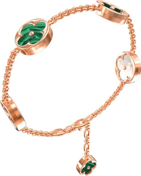 Браслет из золота c малахитом и перламутром