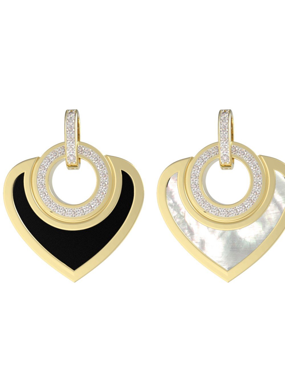 Подвеска из лимонного золота c бриллиантами, ониксом и перламутром