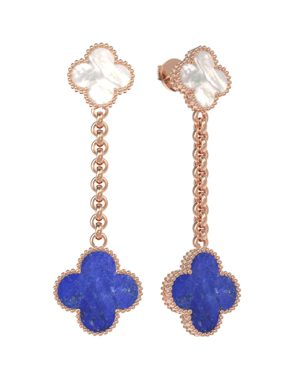 Серьги из золота c лазуритом и перламутром