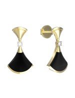 Серьги из лимонного золота c бриллиантами и ониксом