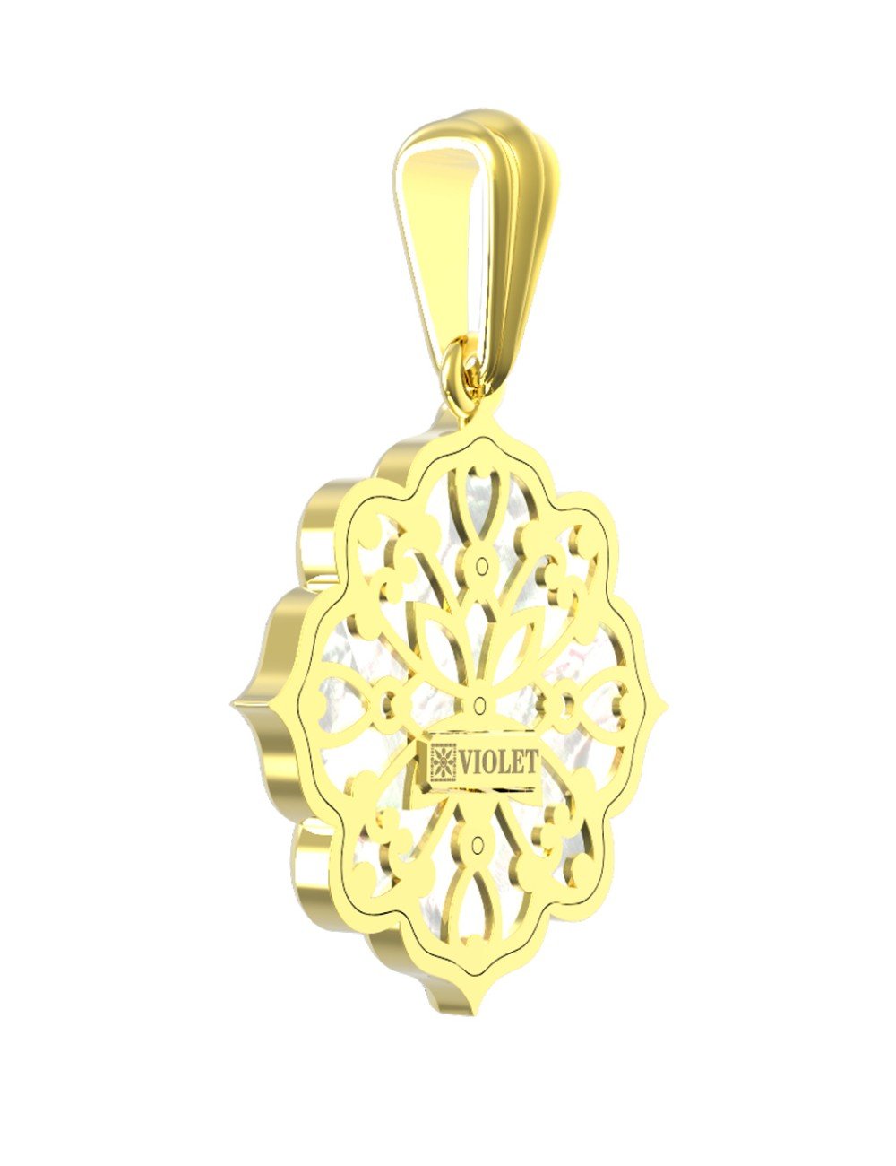 Подвеска из лимонного золота c ониксом и перламутром