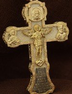 Крест из лимонного золота c бивнем мамонта