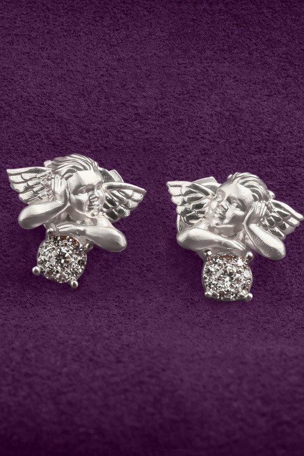 Серьги из белого золота c бриллиантами