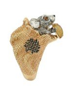 Кольцо из лимонного золота c эмалью и янтарём