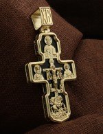 Крест из лимонного золота c ониксом