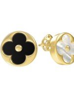 Серьги из лимонного золота c ониксом и перламутром