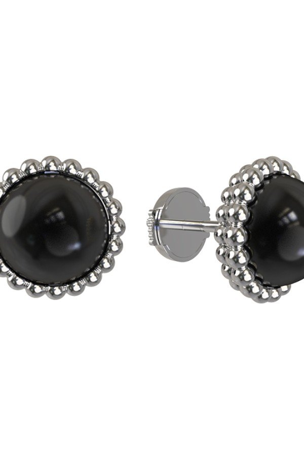 Серьги из белого золота c ониксом