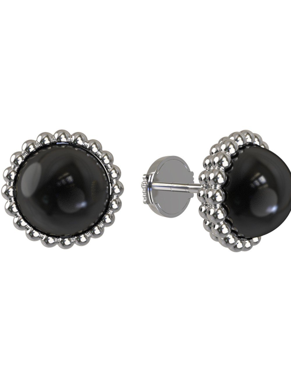 Серьги из белого золота c ониксом