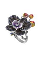 Кольцо из белого золота c эмалью