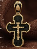 Крест из лимонного золота c эбеновым деревом