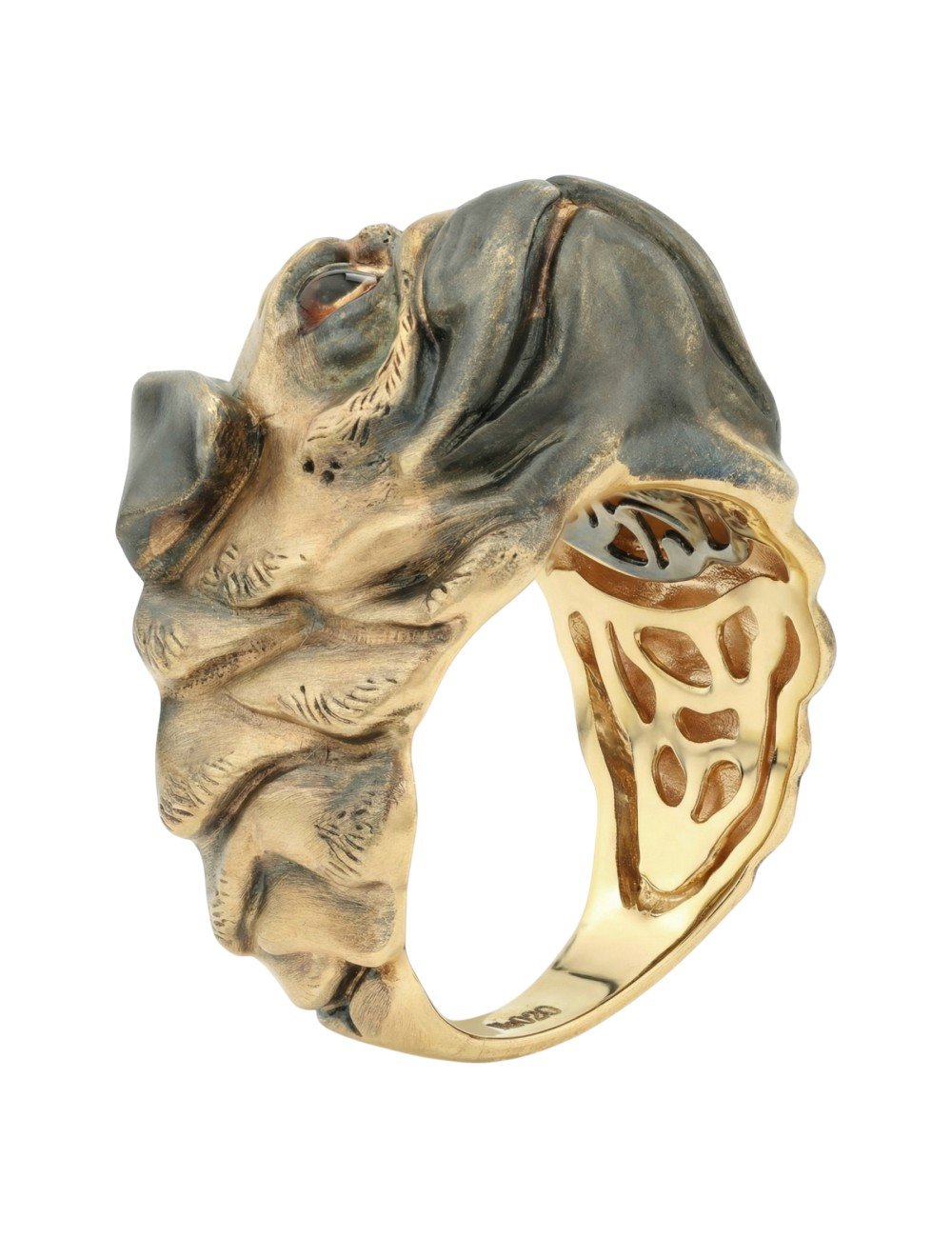 Кольцо из лимонного золота c эмалью