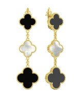 Серьги из лимонного золота c ониксом и перламутром