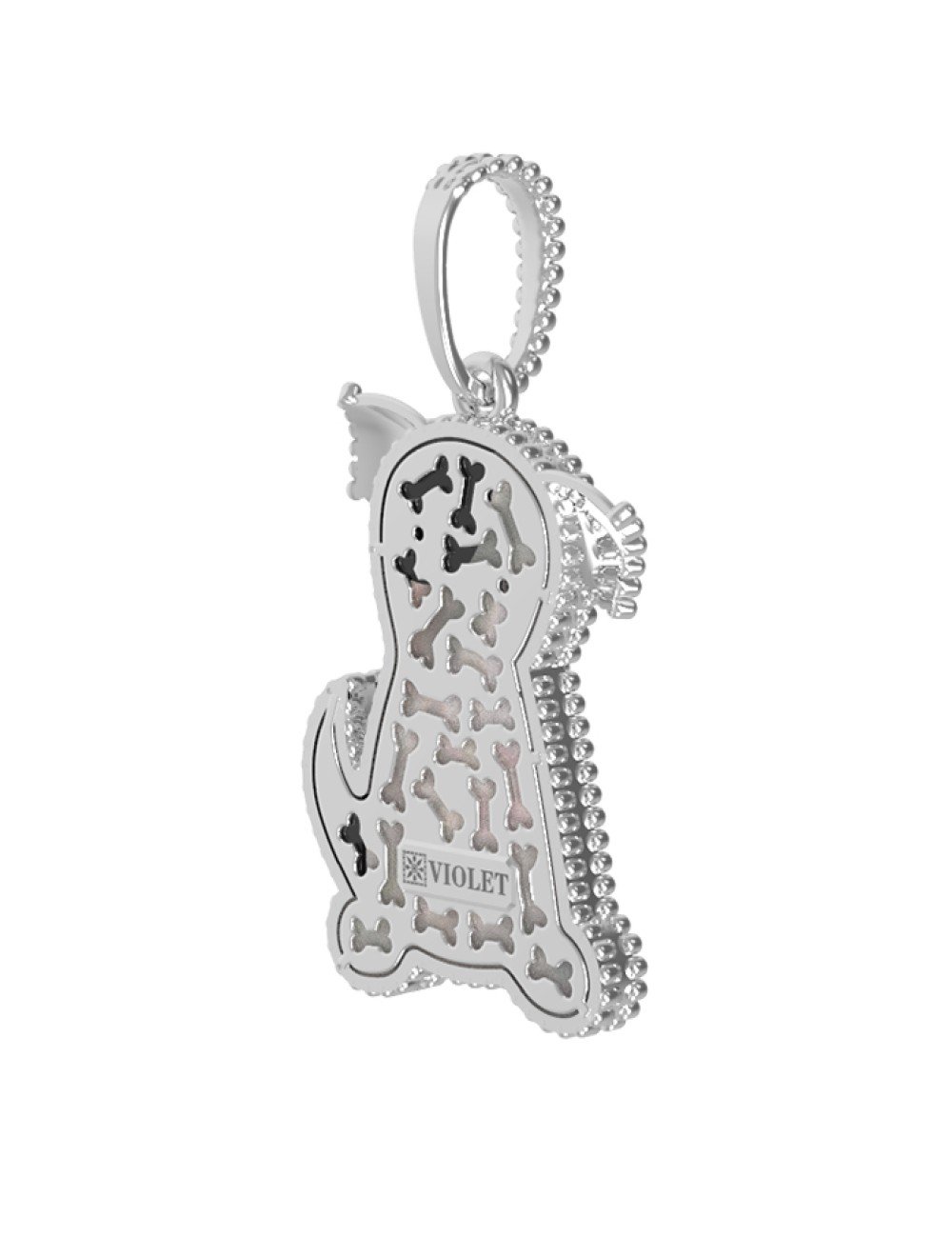 Подвеска из белого золота c эмалью, ониксом и перламутром