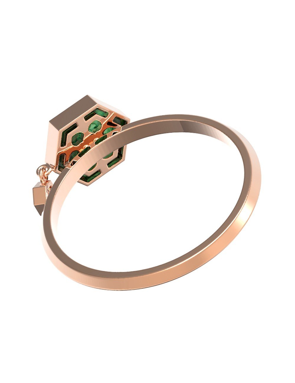 Кольцо из золота c бриллиантами и малахитом