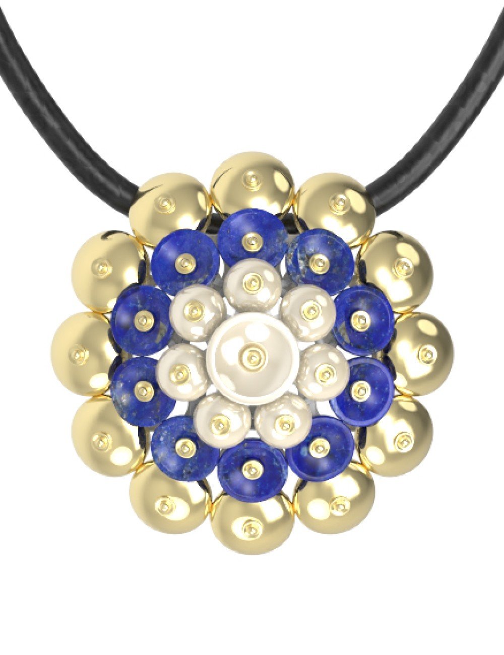 Подвеска из лимонного золота c лазуритом и перламутром