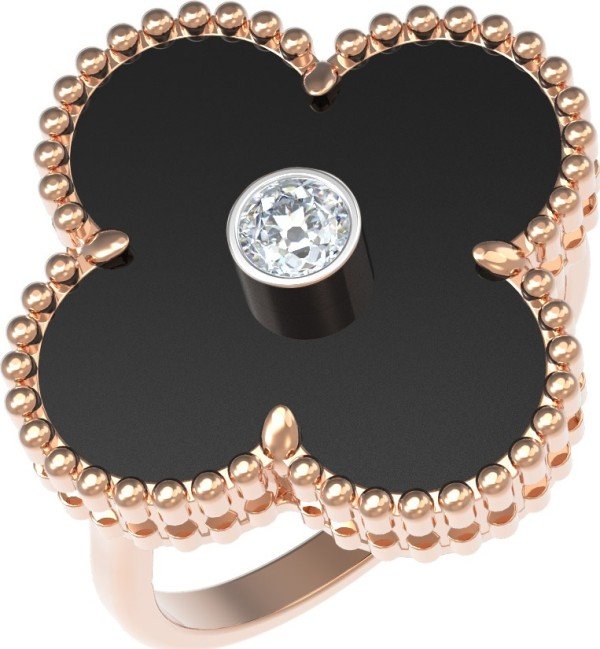 Кольцо из золота c бриллиантами и ониксом