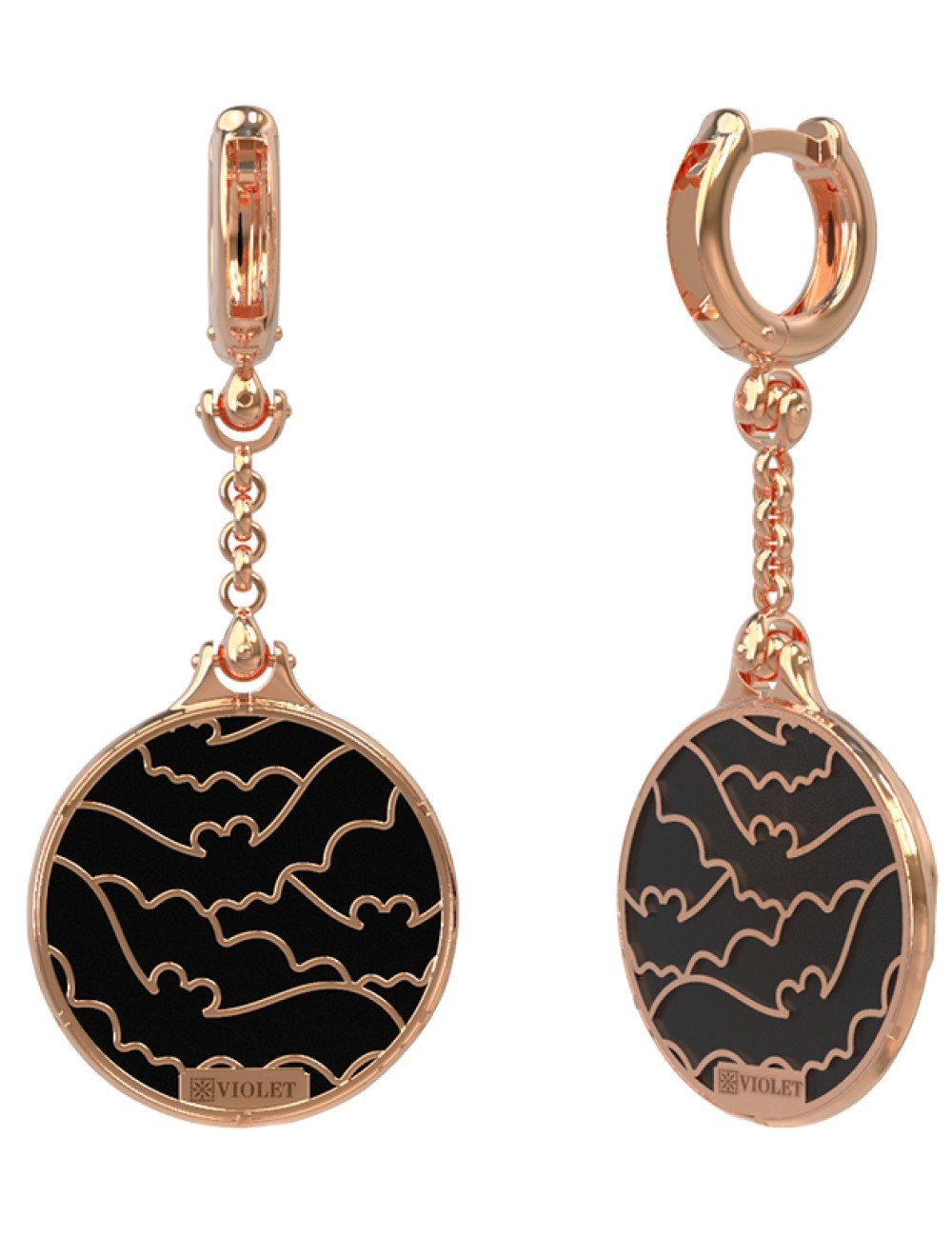 Серьги из золота c эмалью и ониксом