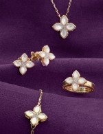 Серьги из золота c бриллиантами и перламутром