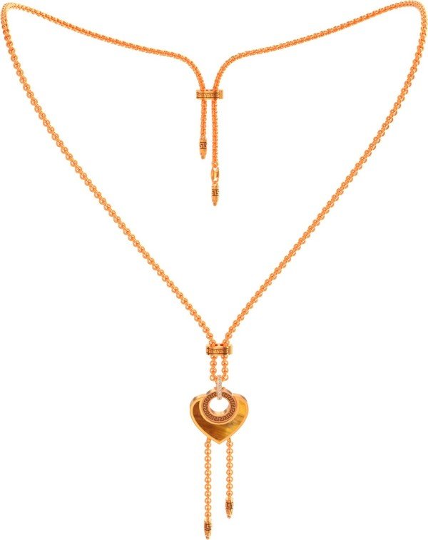 Колье из золота c фианитом, тигровым глазом и перламутром