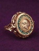 Кольцо из золота c бирюзой и лазуритом