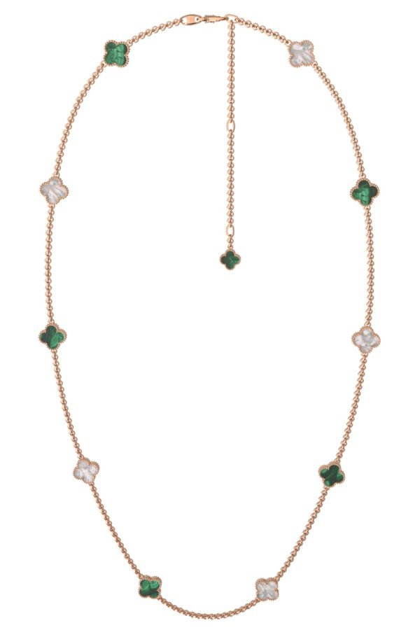 Колье из золота c малахитом и перламутром