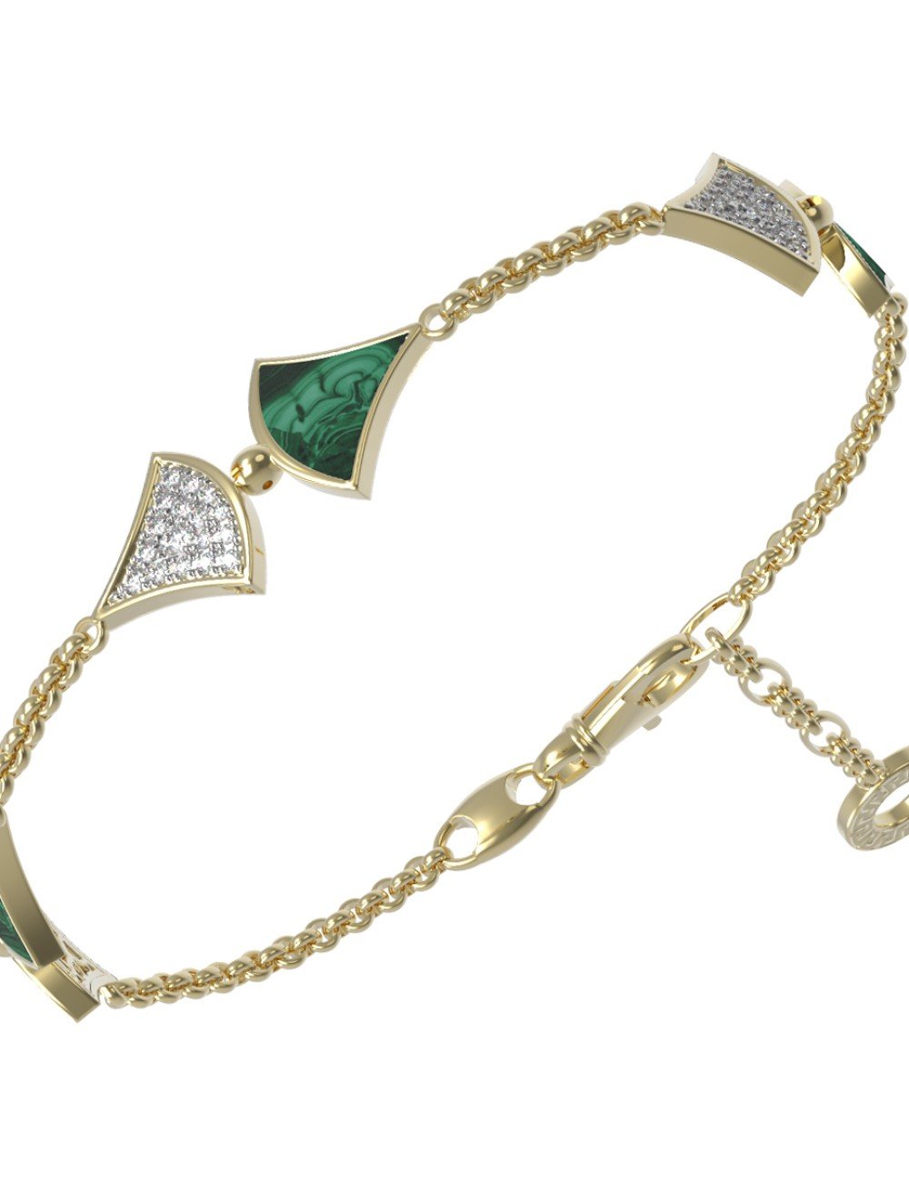 Браслет из лимонного золота c бриллиантами и малахитом