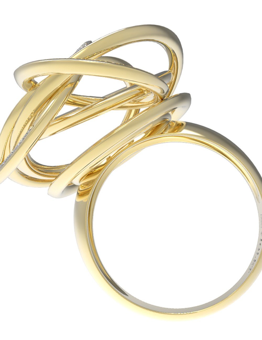 Кольцо из лимонного золота c бриллиантами