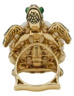 Кольцо из лимонного золота c эмалью и перламутром