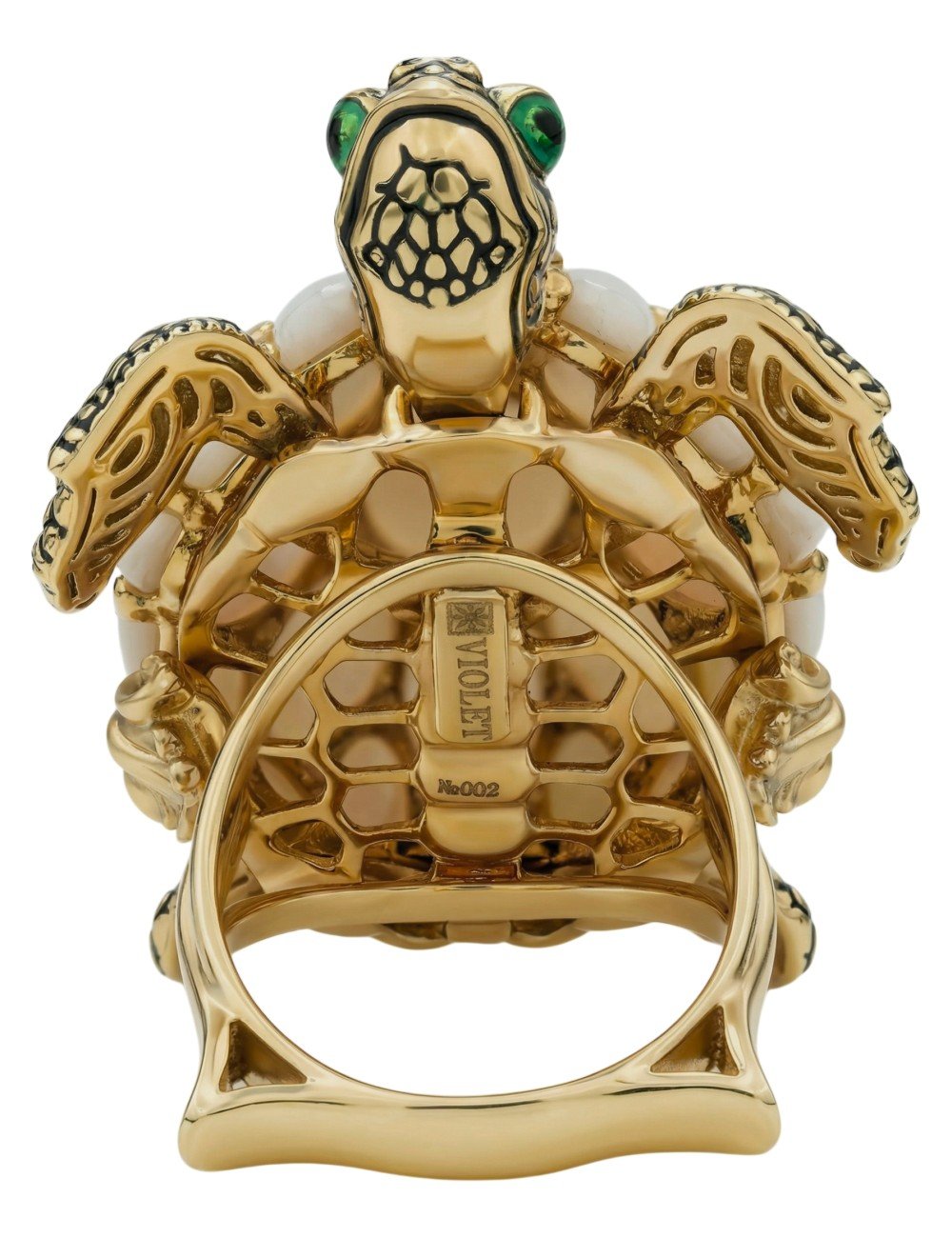 Кольцо из лимонного золота c эмалью и перламутром