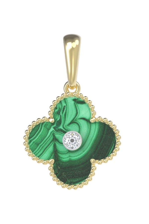 Подвеска из лимонного золота c бриллиантами и малахитом