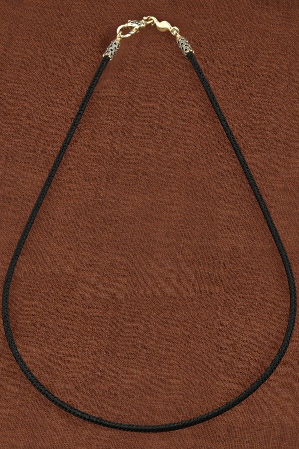 Шнурок шёлковый из лимонного золота 585 пробы c шёлковым шнурком