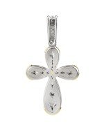 Крест из серебра и золота c фианитом