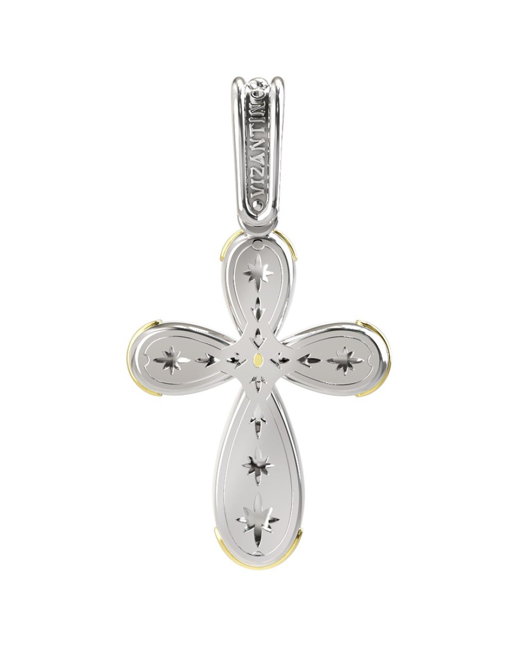 Крест из серебра и золота c фианитом