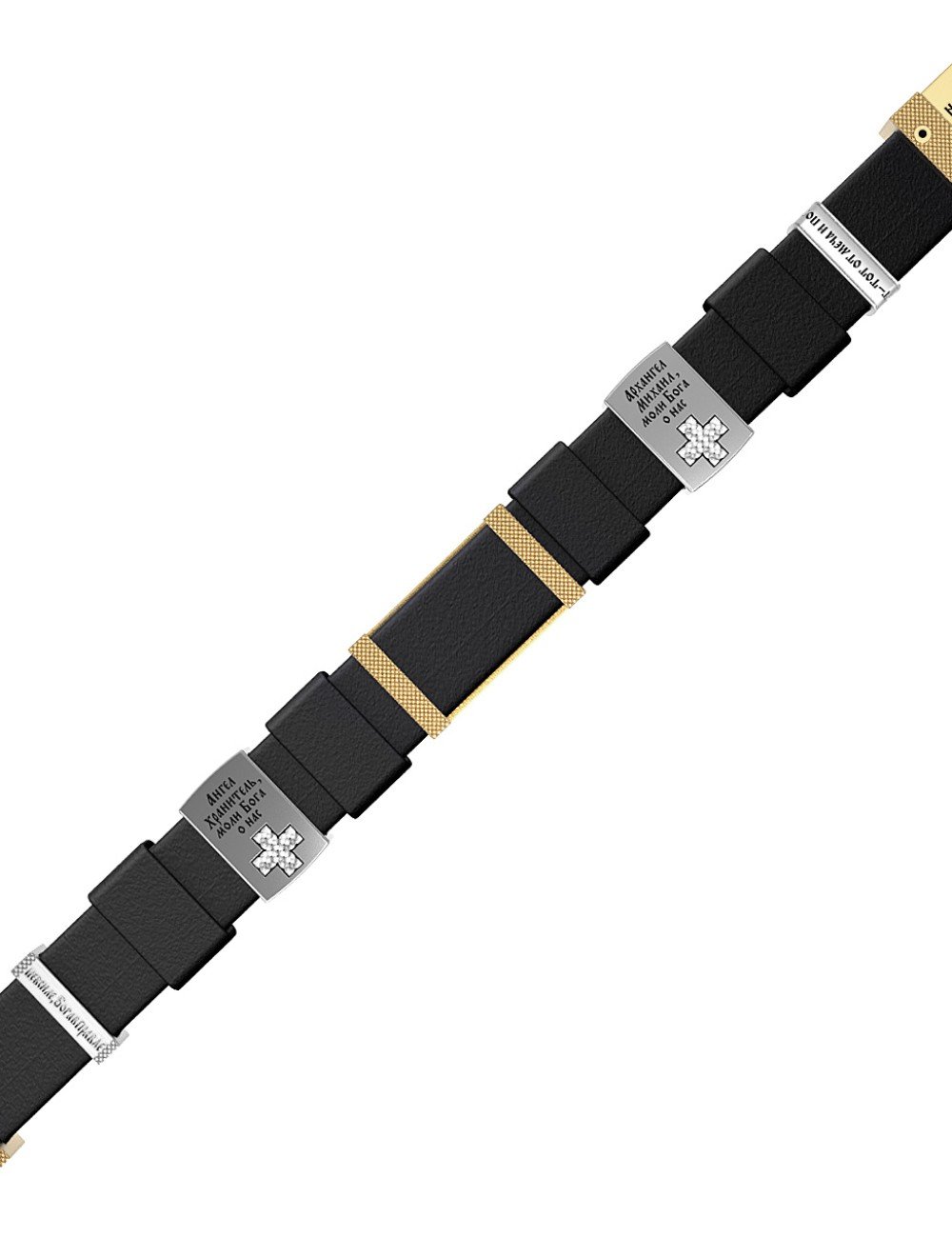 Браслет из лимонного золота c кожаным шнурком