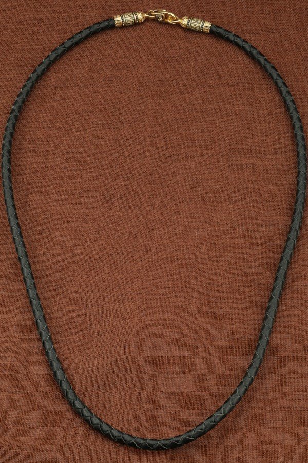 Гайтан из лимонного золота c кожаным шнурком