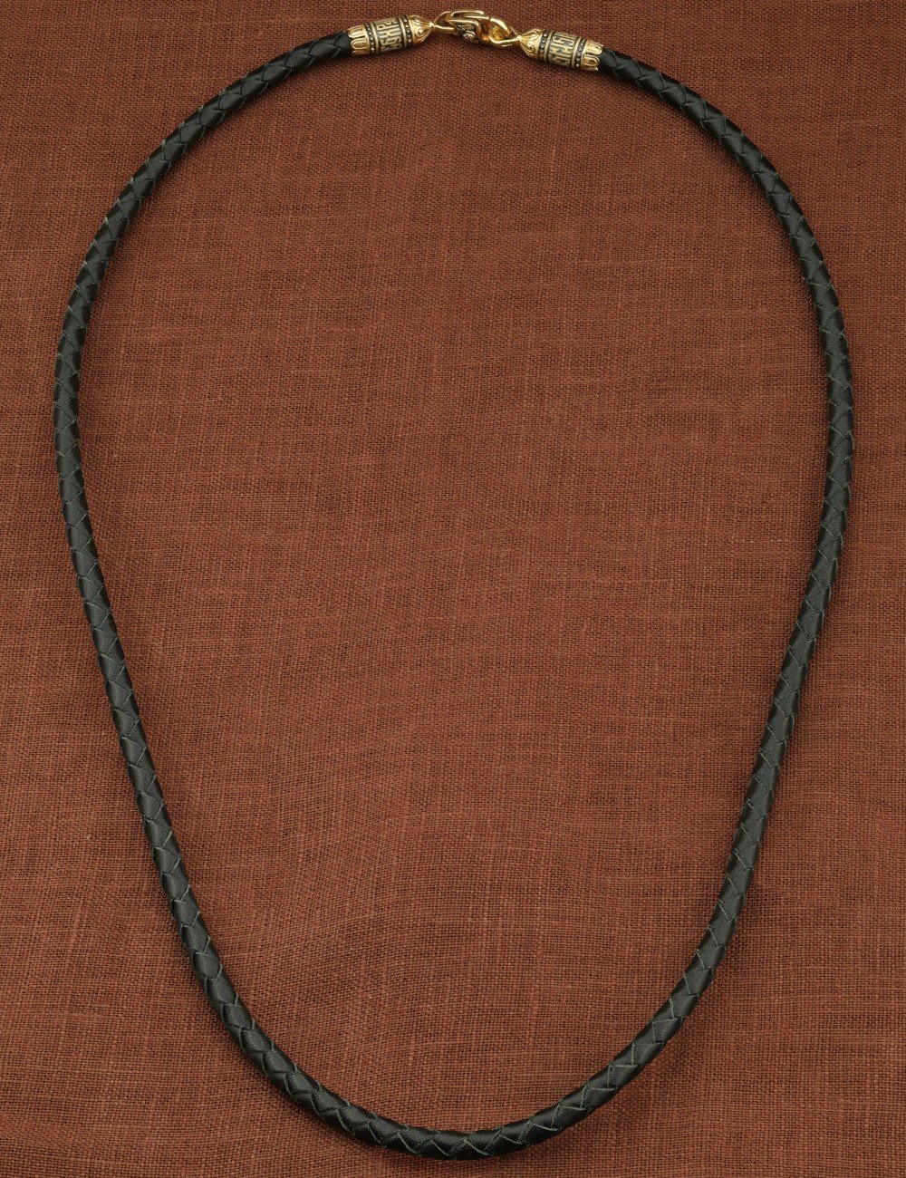 Гайтан из лимонного золота c кожаным шнурком