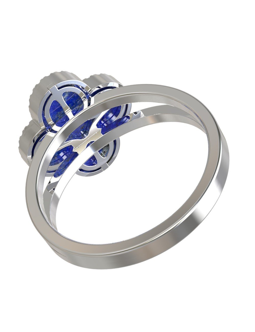 Кольцо из белого золота c бриллиантами и лазуритом