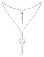 Колье из белого золота c тигровым глазом и перламутром