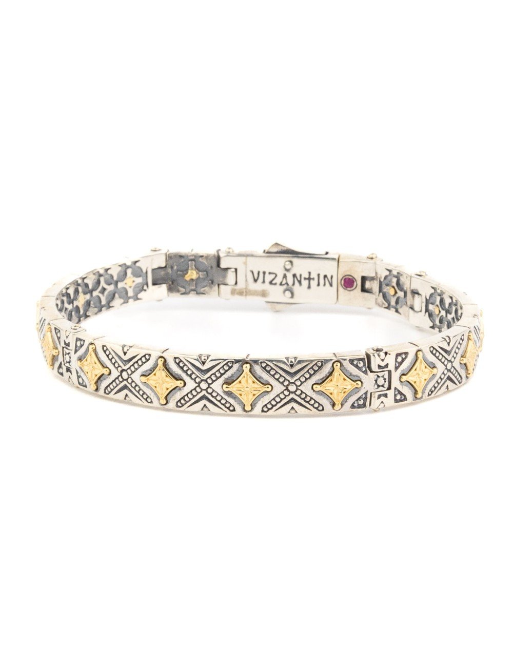 Браслет из серебра и золота c рубином